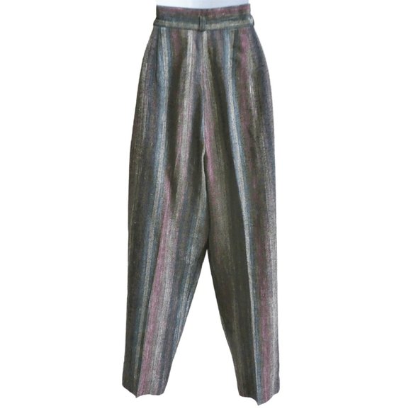 30x27 Vintage Happy Legs Rainbow Herringbone Trouser Pants High Waist Pockets L - Picture 4 of 9